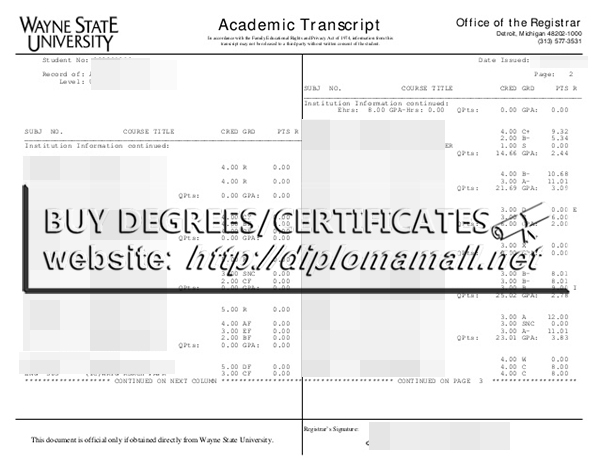 Make Wayne State University academic transcript, WSU diploma Make Wayne State University academic transcript, WSU diploma