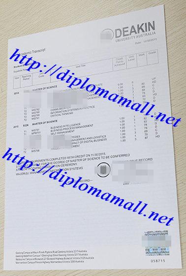 Deakin University transcript 