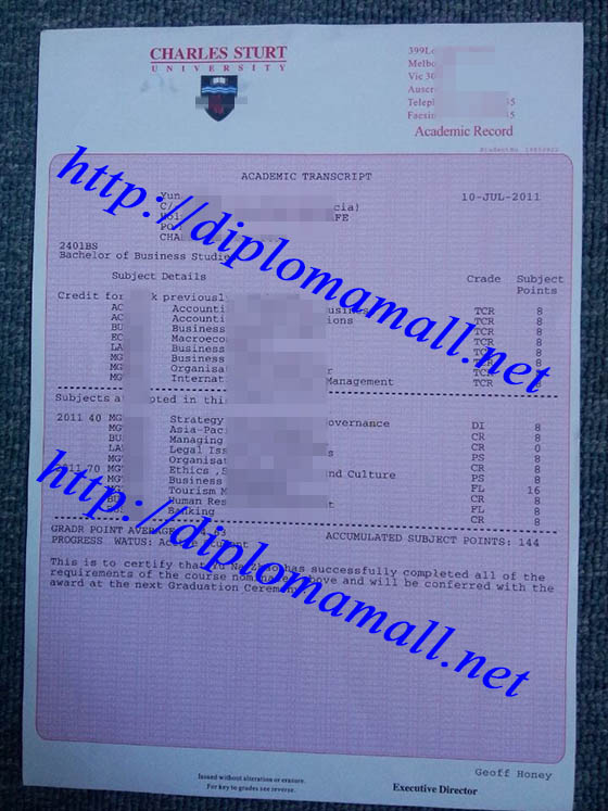Charles Sturt University transcript