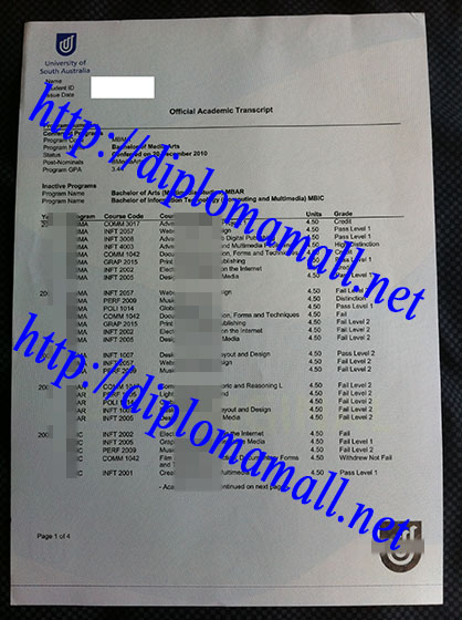  University of South Australia (UniSA) transcript