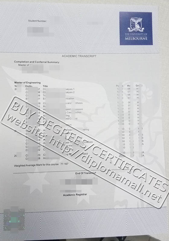 University of Melbourne transcript