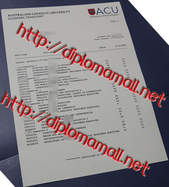 Australian Catholic University transcript Australian Catholic University transcript