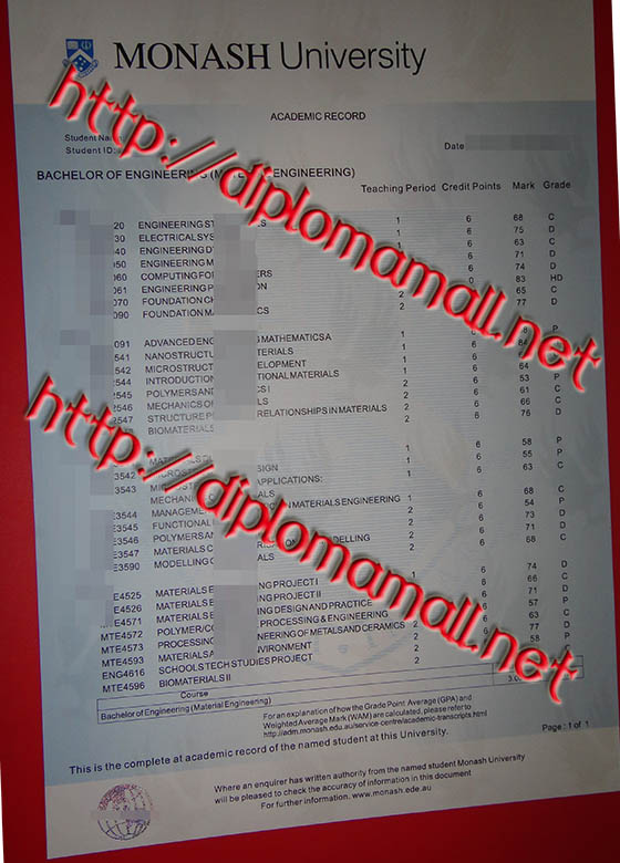 Monash University transcript Monash University transcript