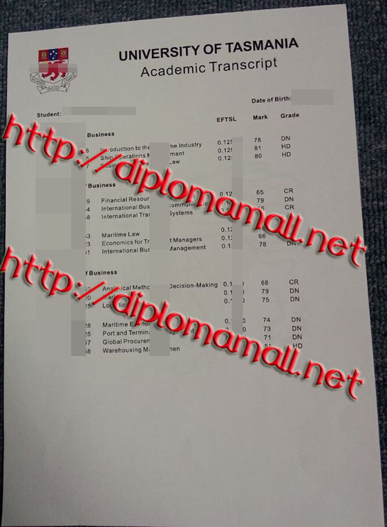 University of Tasmania (UTAS) transcript University of Tasmania (UTAS) transcript