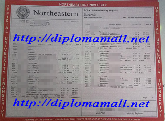  transcript from Northeastern University