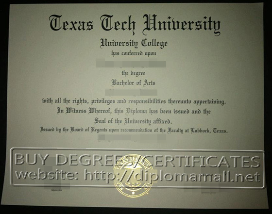 Texas Tech University diploma