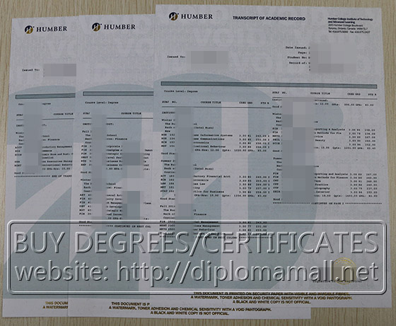 Humber College academic transcript Humber College academic transcript